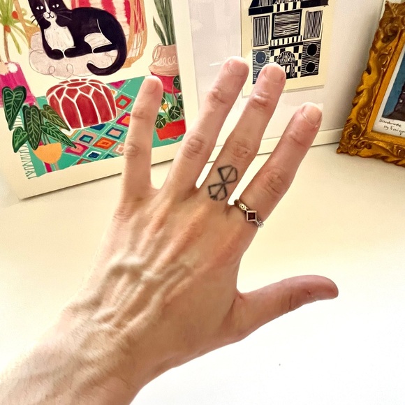 🌀Brighton 🎉rare vintage🎉 • silver abstract triangle ring with purple stone - Picture 11 of 13